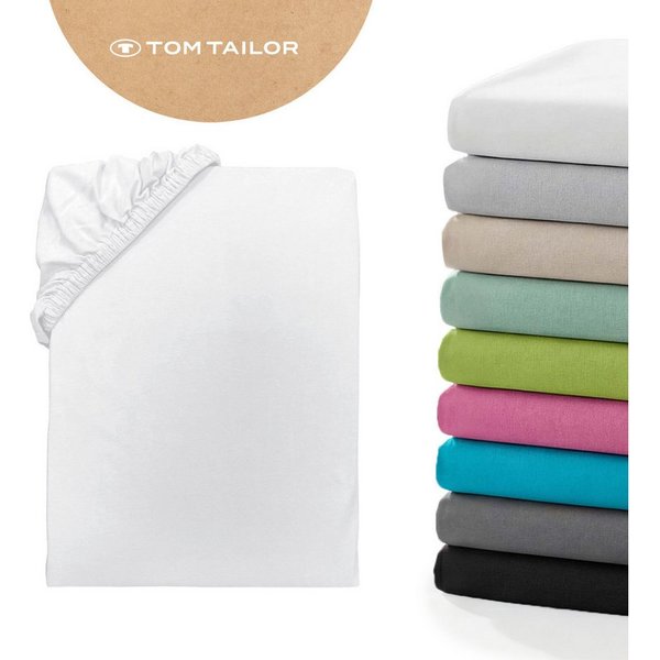 TOM TAILOR HOME Spannbettlaken Tom Tailor Jersey, Jersey, Gummizug: rundum, (1 Stück), ab Größe 90x200 cm, Laken in hochwertiger Jersey Qualität