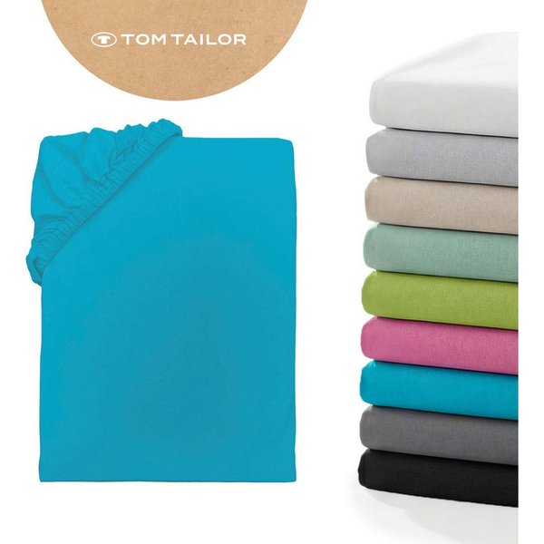 TOM TAILOR HOME Spannbettlaken Tom Tailor Jersey, Jersey, Gummizug: rundum, (1 Stück), ab Größe 90x200 cm, Laken in hochwertiger Jersey Qualität