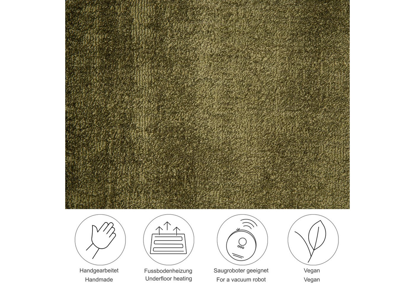 TOM TAILOR HOME Teppich Shine uni, rechteckig, Höhe: 8 mm, Handwebteppich, 100% Viskose, handgewebt, mit elegantem Schimmer – Bild 4 von 5