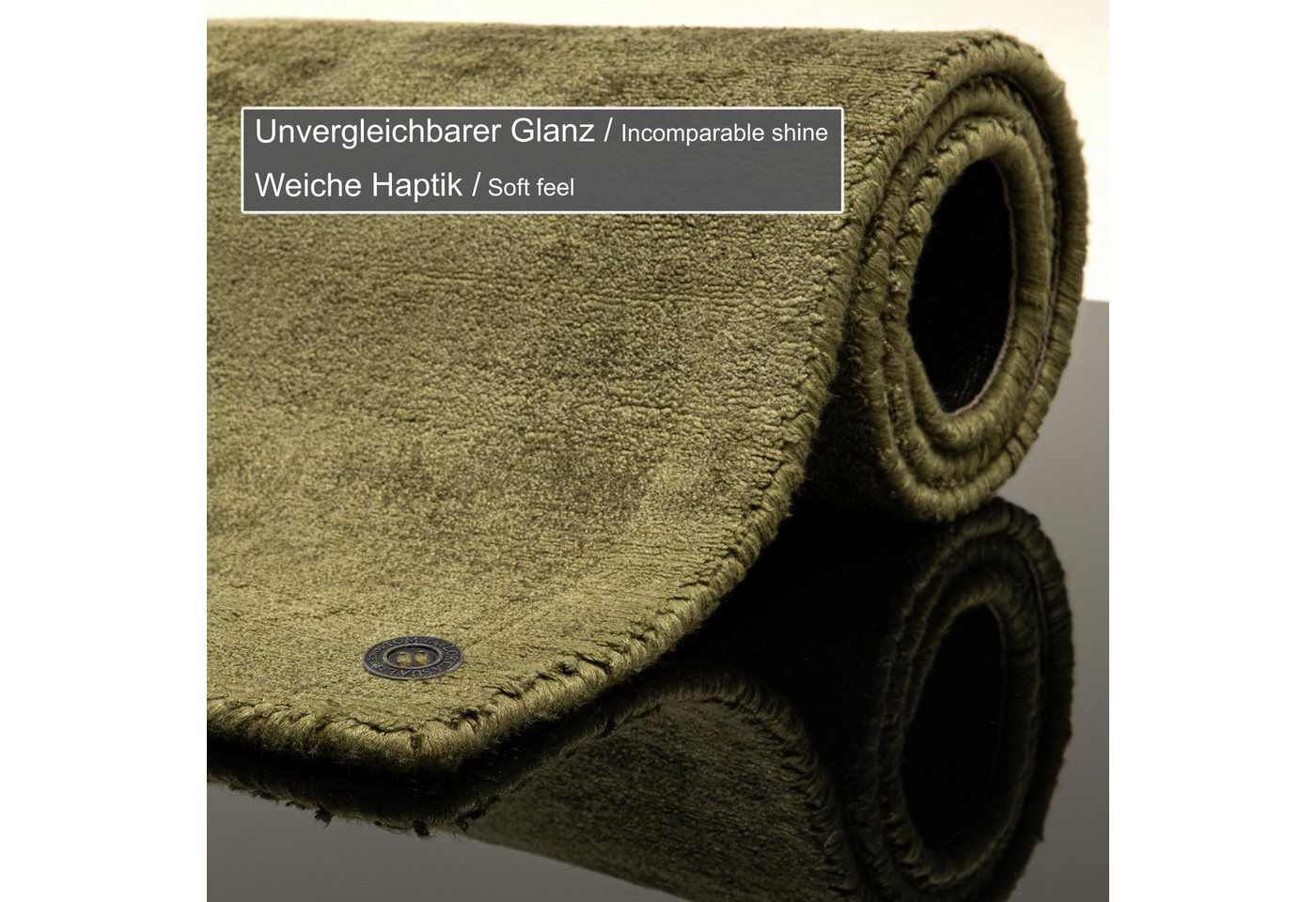 TOM TAILOR HOME Teppich Shine uni, rechteckig, Höhe: 8 mm, Handwebteppich, 100% Viskose, handgewebt, mit elegantem Schimmer – Bild 5 von 5