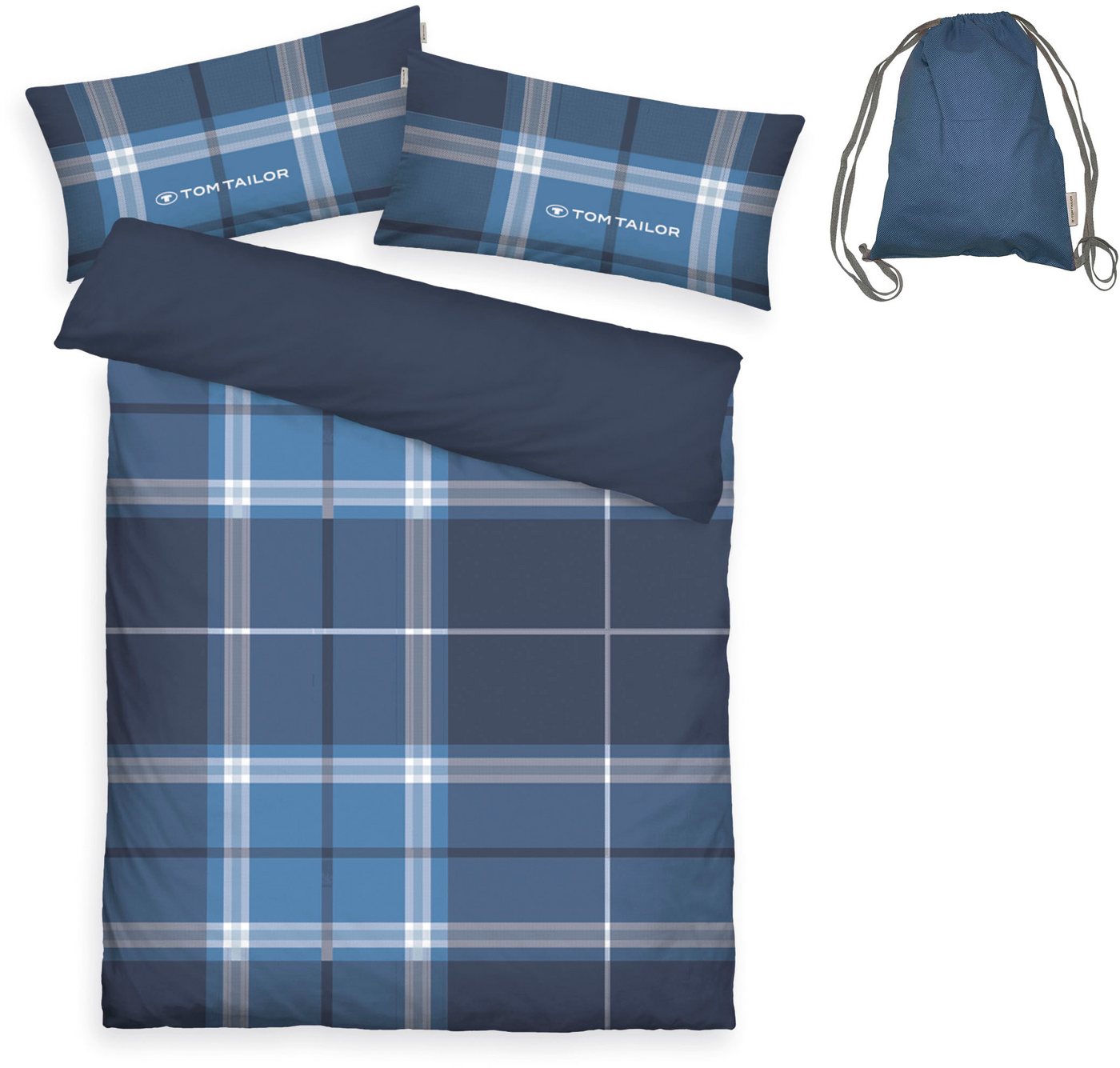 TOM TAILOR HOME Wendebettwäsche Eric in Gr. 135x200 oder 155x220 cm, Renforcé, 3 teilig, mit Reißverschluss, mit GRATIS-Zugabe: Sportbeutel aus 100% Baumwolle – Bild 2 von 4