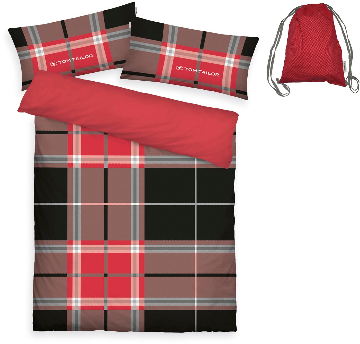 TOM TAILOR HOME Wendebettwäsche Eric in Gr. 135x200 oder 155x220 cm, Renforcé, 3 teilig, mit Reißverschluss, mit GRATIS-Zugabe: Sportbeutel aus 100% Baumwolle – Bild 2 von 5
