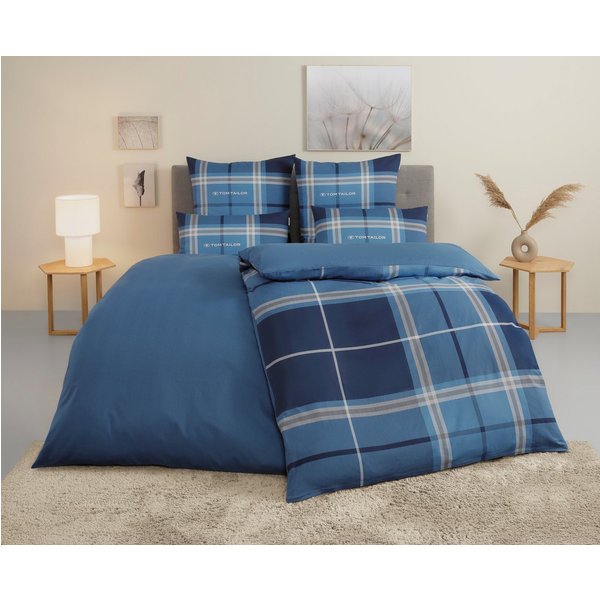 TOM TAILOR HOME Wendebettwäsche Eric in Gr. 135x200 oder 155x220 cm, Renforcé, 3 teilig, mit Reißverschluss, mit GRATIS-Zugabe: Sportbeutel aus 100% Baumwolle
