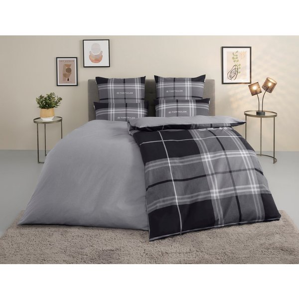 TOM TAILOR HOME Wendebettwäsche Eric in Gr. 135x200 oder 155x220 cm, Renforcé, 3 teilig, mit Reißverschluss, mit GRATIS-Zugabe: Sportbeutel aus 100% Baumwolle