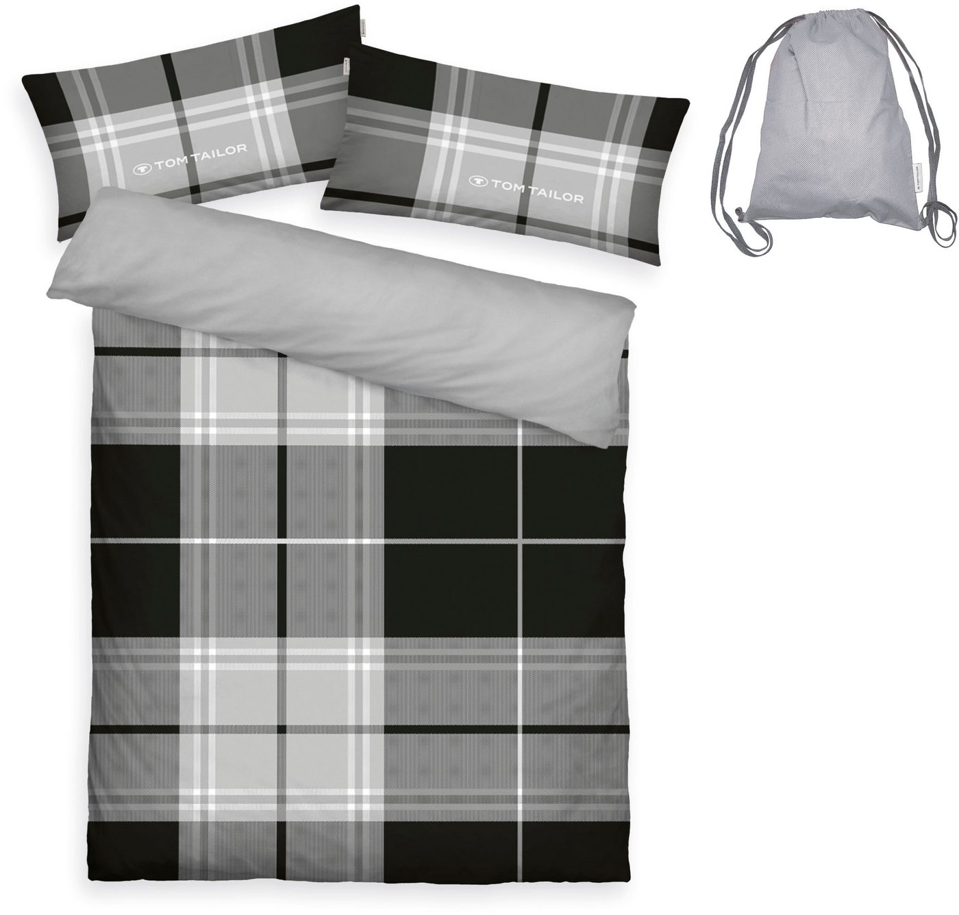 TOM TAILOR HOME Wendebettwäsche Eric in Gr. 135x200 oder 155x220 cm, Renforcé, 3 teilig, mit Reißverschluss, mit GRATIS-Zugabe: Sportbeutel aus 100% Baumwolle – Bild 2 von 5