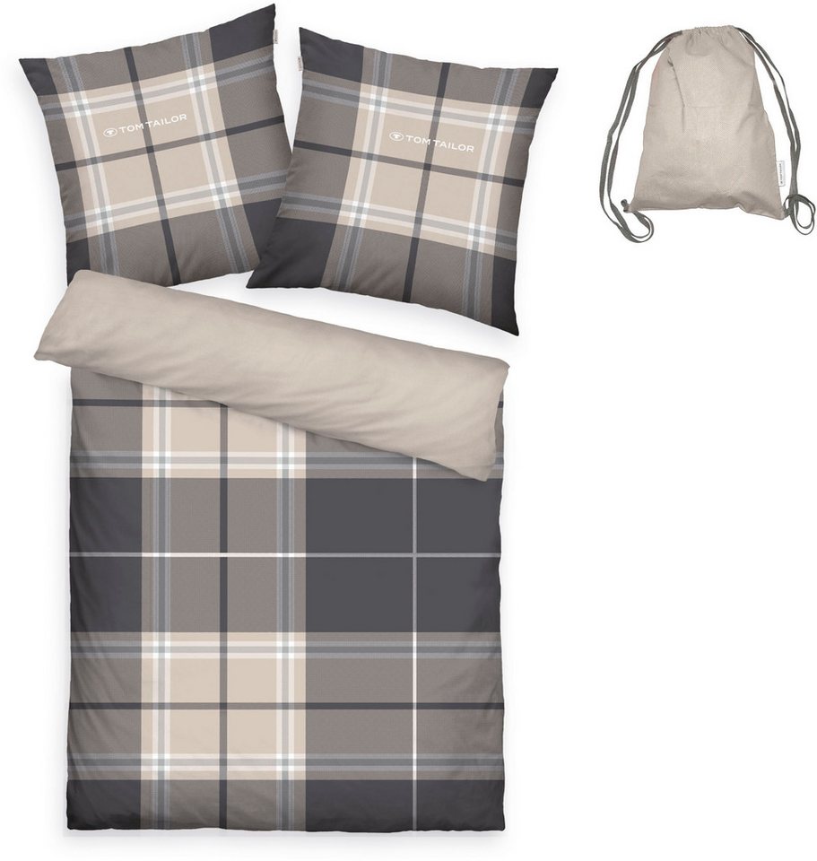 TOM TAILOR HOME Wendebettwäsche Eric in Gr. 135x200 oder 155x220 cm, Renforcé, 3 teilig, mit Reißverschluss, mit GRATIS-Zugabe: Sportbeutel aus 100% Baumwolle – Bild 2 von 5