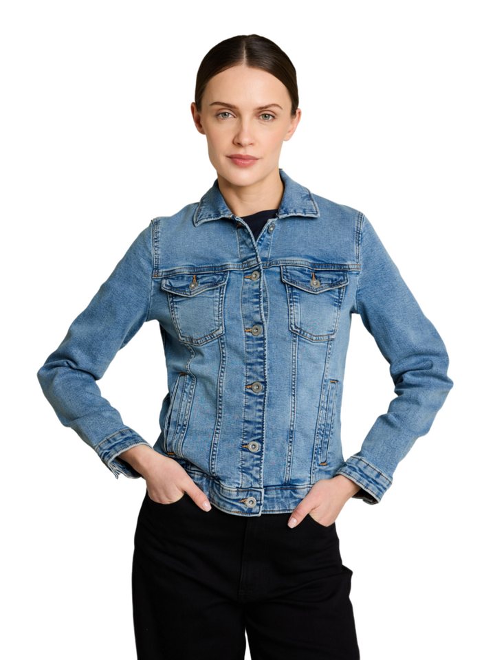 TOM TAILOR Jeansjacke N blau,Casual,Baumwolle,Washed,Umlegekragen,Lang,Regular Fit – Bild 2 von 5