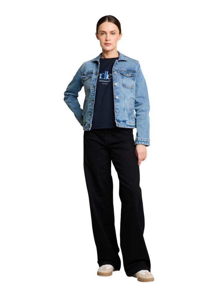 TOM TAILOR Jeansjacke N blau,Casual,Baumwolle,Washed,Umlegekragen,Lang,Regular Fit – Bild 4 von 5