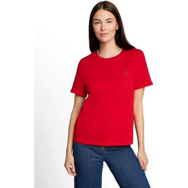 TOM TAILOR Kurzarmshirt Sommershirt mit kleinem Statement-Print