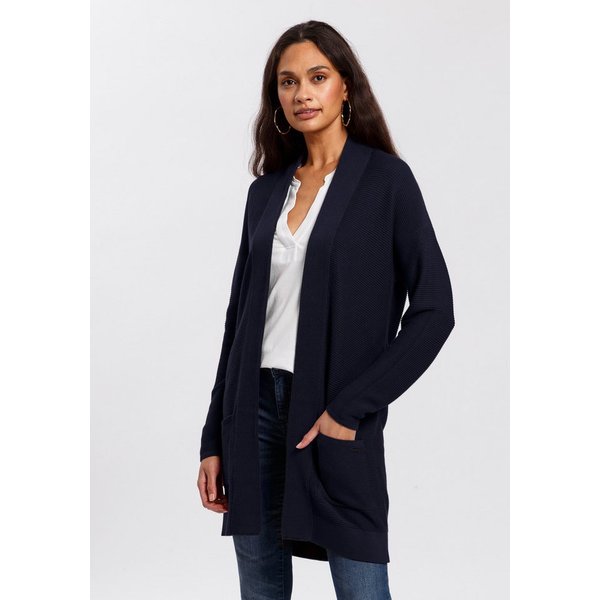 TOM TAILOR Longstrickjacke aus Rippstrick mit aufgesetzten Taschen