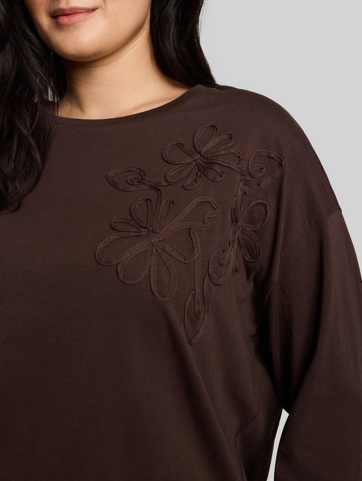 TOM TAILOR PLUS 3/4-Arm-Shirt T-Shirt (im Einserpack) Plus Size - Loose Fit T-Shirt mit Blumen-Applikation – Bild 4 von 5