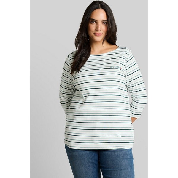 TOM TAILOR PLUS 3/4-Arm-Shirt T-Shirt (im Einserpack) Plus Size - Langarmshirt mit Streifenmuster