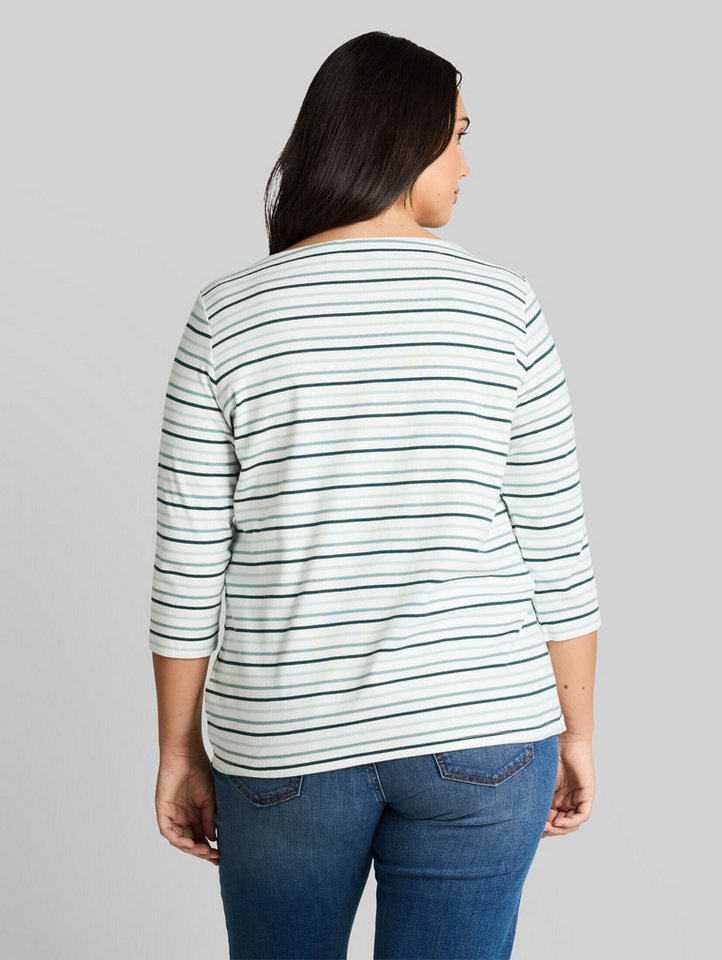 TOM TAILOR PLUS 3/4-Arm-Shirt T-Shirt (im Einserpack) Plus Size - Langarmshirt mit Streifenmuster – Bild 3 von 5