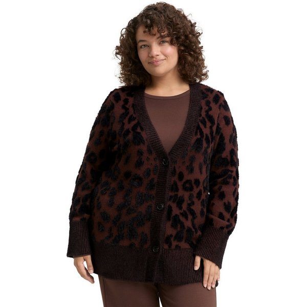 TOM TAILOR PLUS Cardigan mit Leo-Print