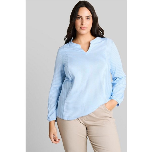 TOM TAILOR PLUS Langarmshirt T-Shirt (im Einserpack) Plus Size - Blusenshirt mit Streifenmuster