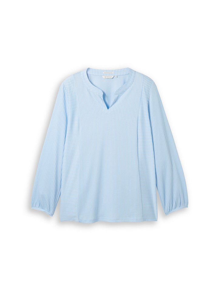 TOM TAILOR PLUS Langarmshirt T-Shirt (im Einserpack) Plus Size - Blusenshirt mit Streifenmuster – Bild 2 von 5