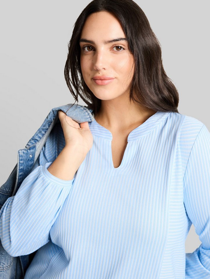 TOM TAILOR PLUS Langarmshirt T-Shirt (im Einserpack) Plus Size - Blusenshirt mit Streifenmuster – Bild 4 von 5