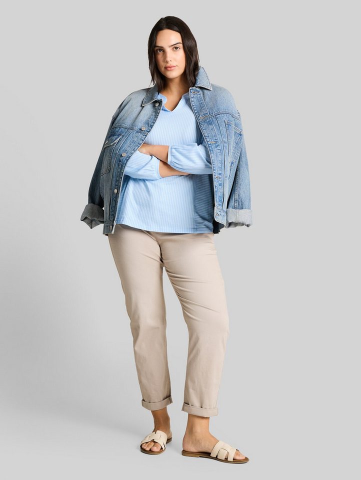 TOM TAILOR PLUS Langarmshirt T-Shirt (im Einserpack) Plus Size - Blusenshirt mit Streifenmuster – Bild 5 von 5