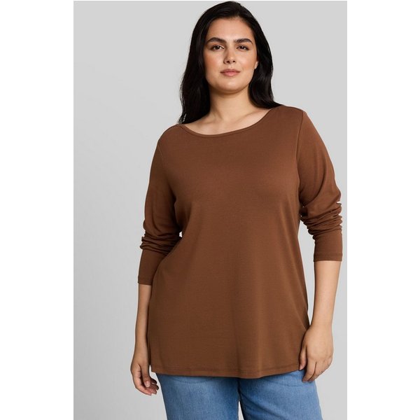 TOM TAILOR PLUS Langarmshirt T-Shirt (im Einserpack) Plus Size - Slim Fit Langarmshirt mit U-Boot-Ausschnitt