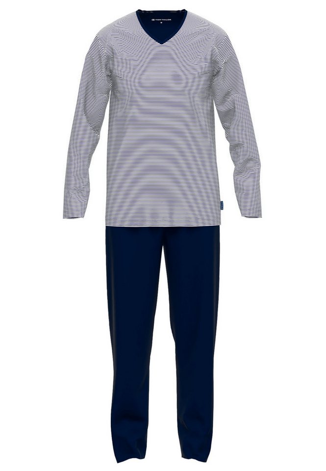 TOM TAILOR Pyjama Nevada (2 tlg) Streifendesign, Langarm, V-Ausschnitt, lange Hose, atmungsaktiv – Bild 2 von 5