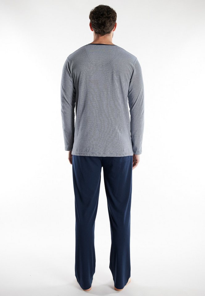 TOM TAILOR Pyjama Nevada (2 tlg) Streifendesign, Langarm, V-Ausschnitt, lange Hose, atmungsaktiv – Bild 3 von 5