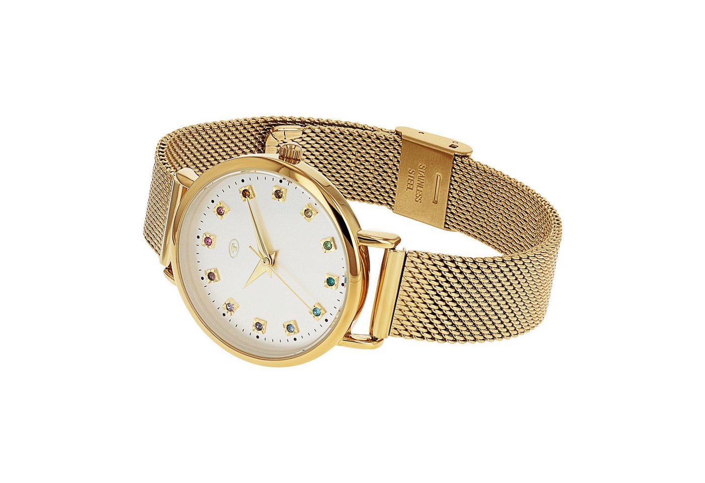 TOM TAILOR Quarzuhr 2100500, Armbanduhr, Damenuhr, Edelstahlarmband, analog, Glassteine – Bild 2 von 5
