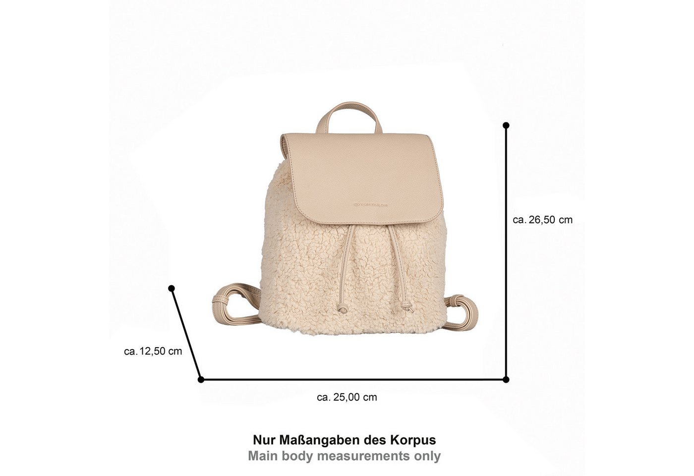 TOM TAILOR Rucksack Zelina, Damen Freizeitrucksack, Cityrucksack in Plüsch-Optik – Bild 5 von 5