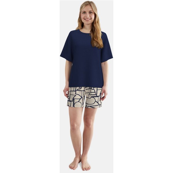 TOM TAILOR Shorty Halbarm, mit Muster, Rundhalsausschnitt, Viskosemix