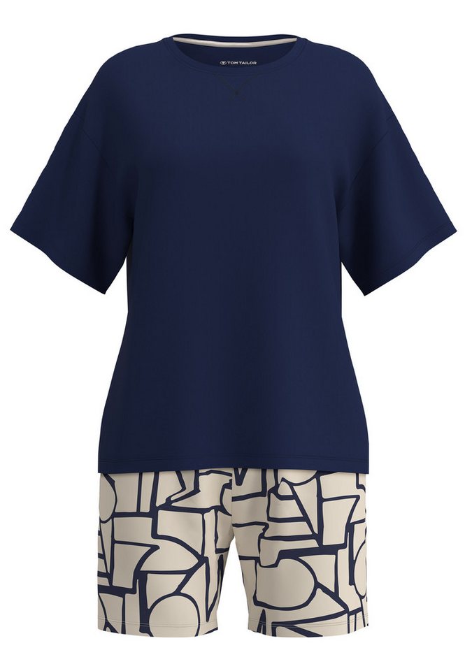 TOM TAILOR Shorty Halbarm, mit Muster, Rundhalsausschnitt, Viskosemix – Bild 2 von 5