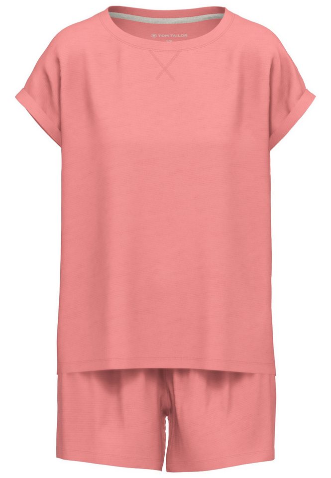TOM TAILOR Shorty Kenmare (2 tlg) mit Print, Kurzarm, Rundhalsausschnitt, kurze Hose, Baumwollmix – Bild 2 von 5