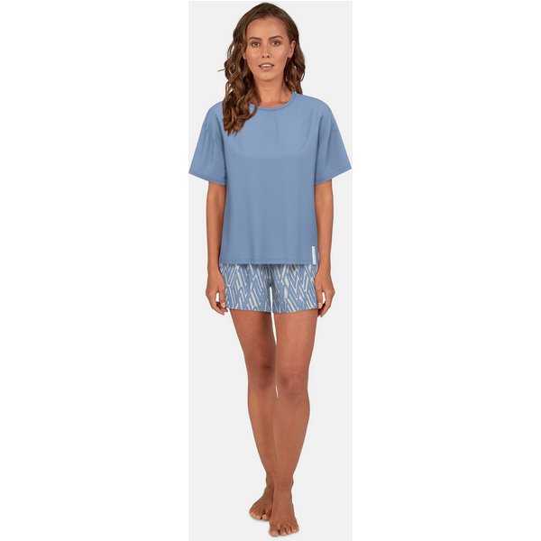 TOM TAILOR Shorty Westport mit Print, Kurzarm, Rundhalsausschnitt, kurze Hose, Viskosemix