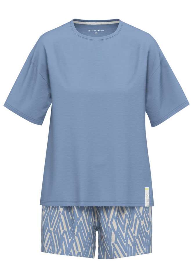 TOM TAILOR Shorty Westport mit Print, Kurzarm, Rundhalsausschnitt, kurze Hose, Viskosemix – Bild 2 von 5