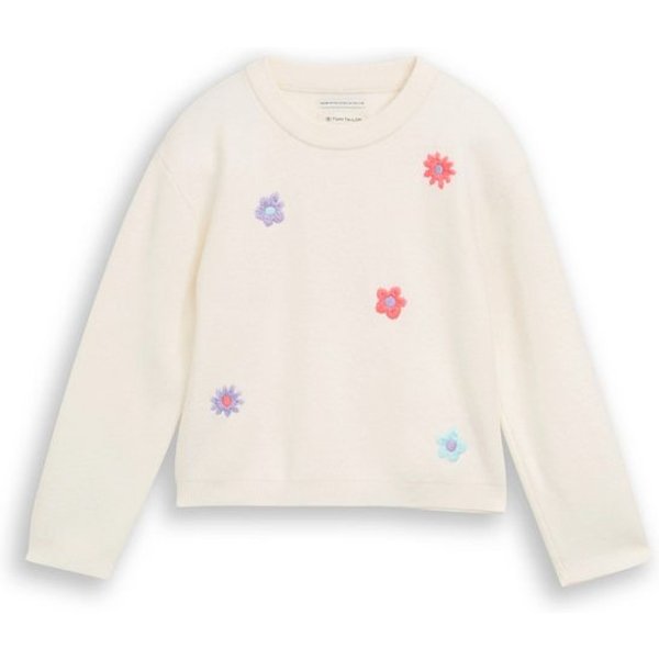 TOM TAILOR Strickpullover mit Stickereien, Rundhals