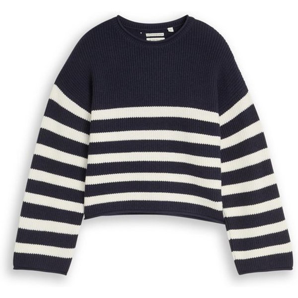 TOM TAILOR Strickpullover Pullover & Strickjacken Cropped Strickpullover mit Streifenmuster