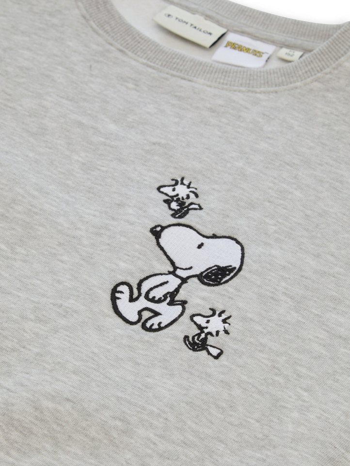 TOM TAILOR Sweatshirt melierte Optik, mit Snoopy Print, Stickerei, für Jugendliche – Bild 3 von 3