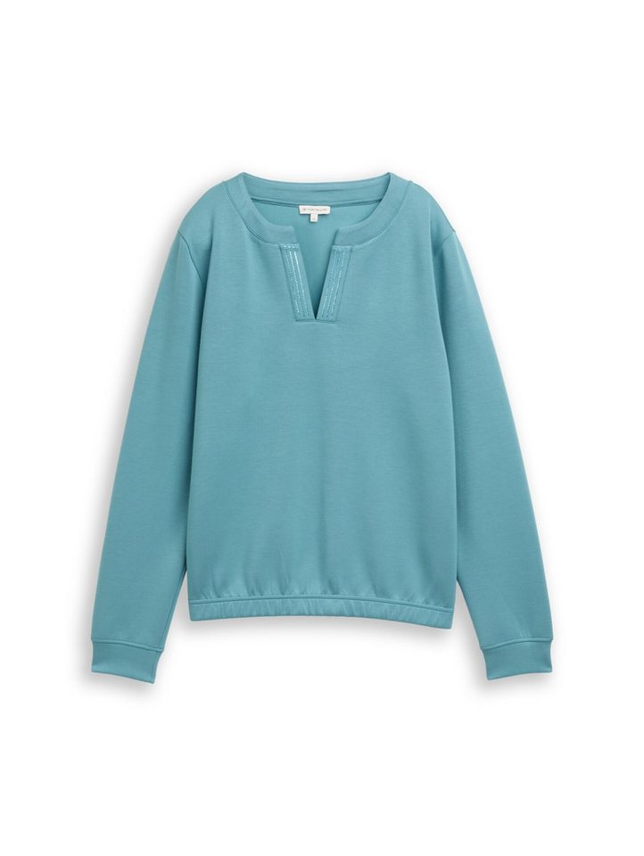 TOM TAILOR Sweatshirt Strick & Sweatshirts Scuba Sweatshirt mit Strasssteinen – Bild 2 von 5