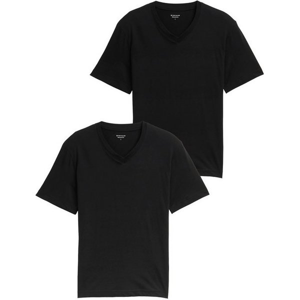 TOM TAILOR T-Shirt (Packung, 2-tlg) mit V-Ausschnitt, Doppelpack