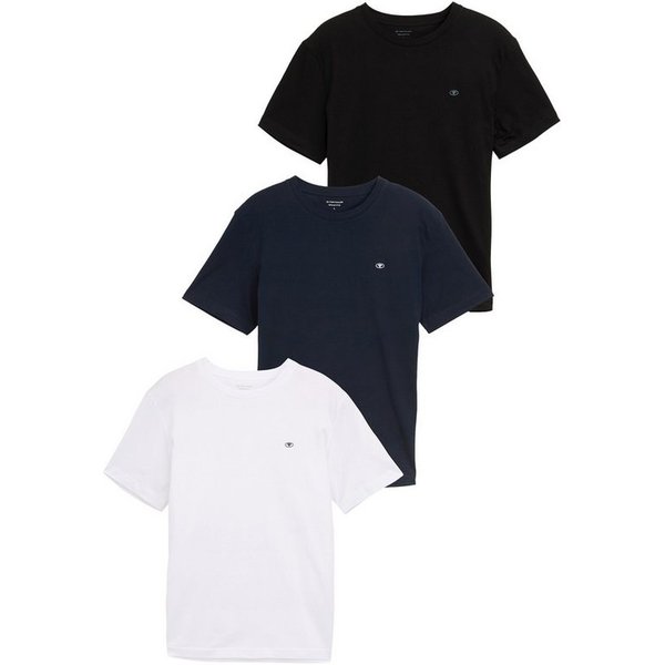 TOM TAILOR T-Shirt Regular (Packung, 3-tlg) 3er Pack mit Logo-Stickerei