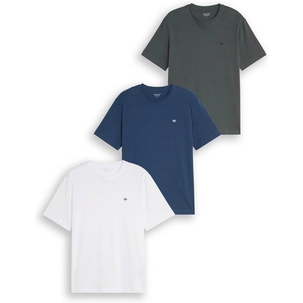 TOM TAILOR T-Shirt Regular (Packung, 3-tlg) 3er Pack mit Logo-Stickerei