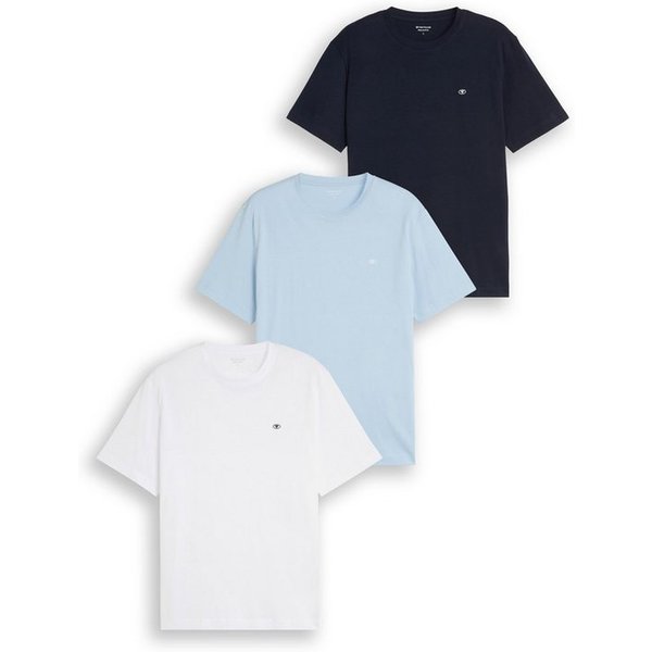 TOM TAILOR T-Shirt Regular (Packung, 3-tlg) 3er Pack mit Logo-Stickerei