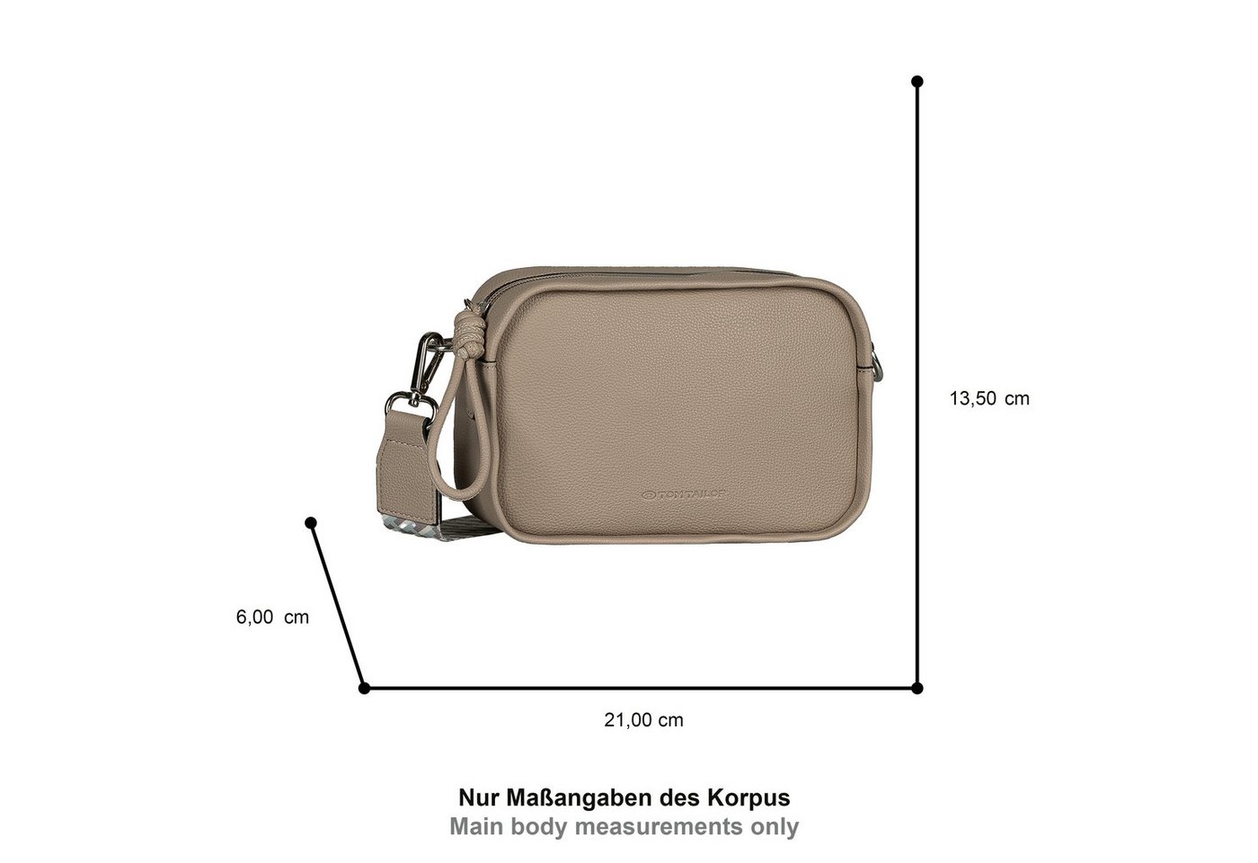 TOM TAILOR Umhängetasche Tatiana, Damen Handtasche, Kamerabag, fein gewebter dreifarbiger Gurtband – Bild 5 von 5