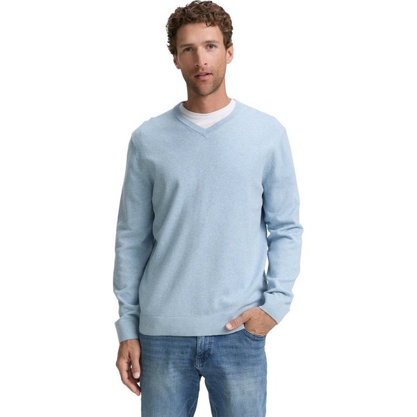 TOM TAILOR V-Ausschnitt-Pullover mit kleiner Logo-Stickerei
