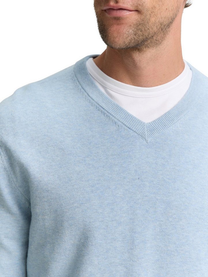 TOM TAILOR V-Ausschnitt-Pullover mit kleiner Logo-Stickerei – Bild 3 von 5