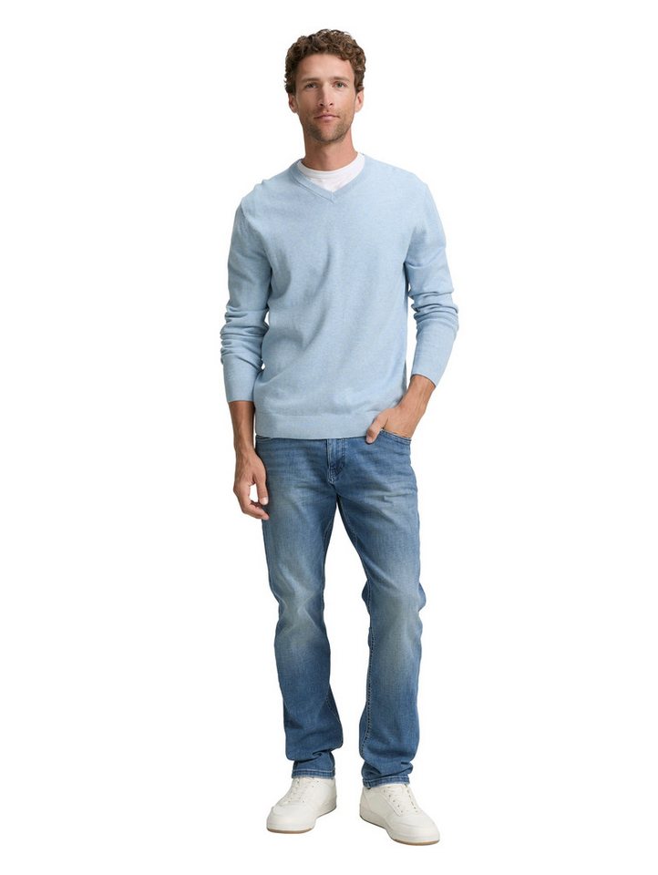TOM TAILOR V-Ausschnitt-Pullover mit kleiner Logo-Stickerei – Bild 4 von 5