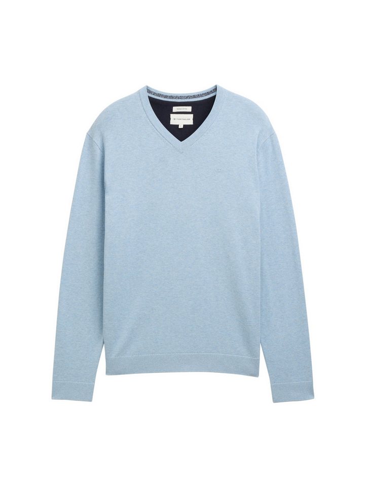 TOM TAILOR V-Ausschnitt-Pullover mit kleiner Logo-Stickerei – Bild 5 von 5