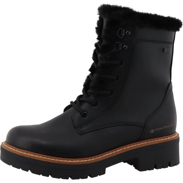 TOM TAILOR Winterstiefelette Blockabsatz, Winterboots mit Fellimitat am Schaftrand