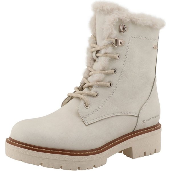 TOM TAILOR Winterstiefelette Blockabsatz, Winterboots mit Fellimitat am Schaftrand