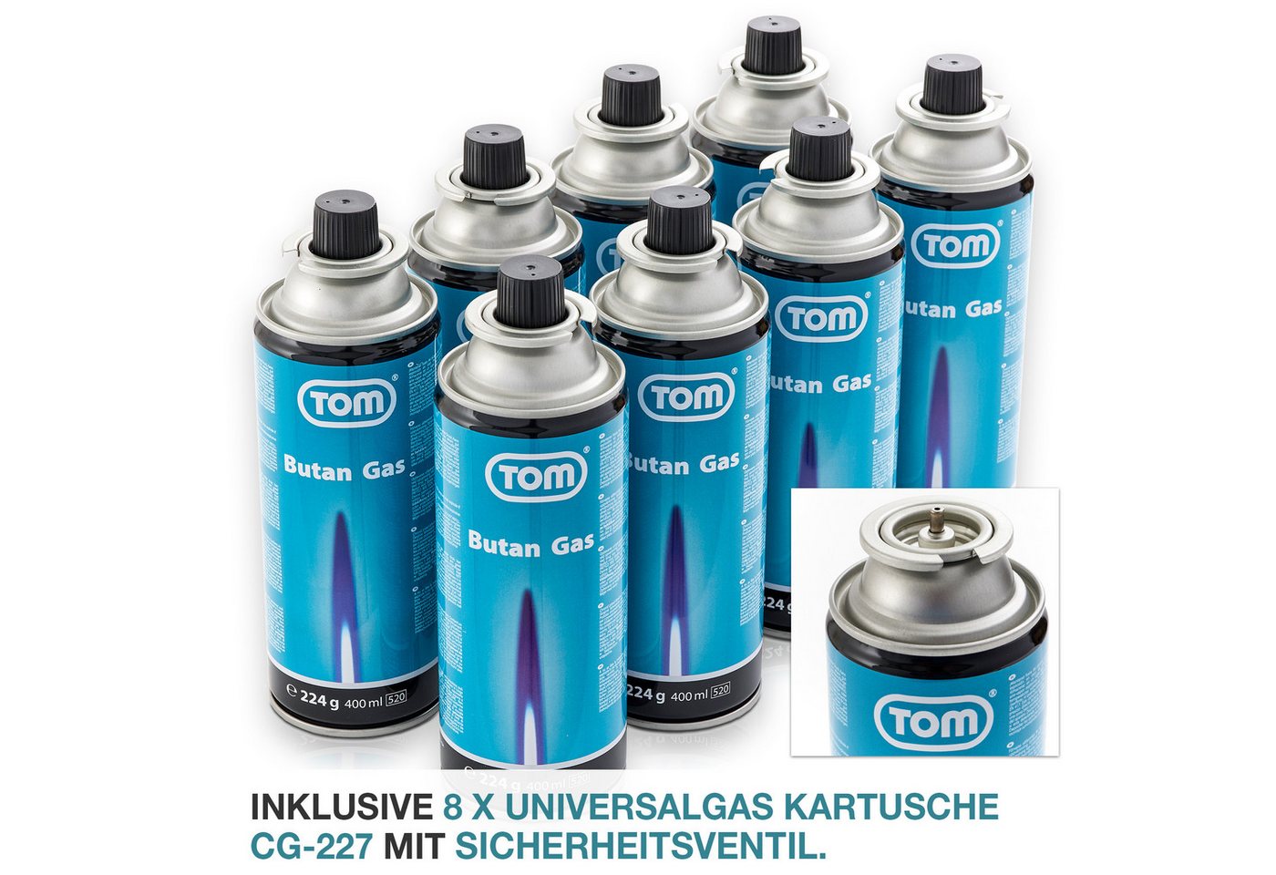 TOM Unkrautbrenner UB-300 mit 8x 227g Gaskartuschen, 1000 °C maximal, Piezozündung, MSF-1A, Unkrautvernichter, Unkrautentferner – Bild 2 von 5