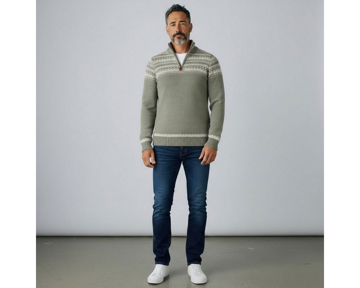 tomBrook Norwegerpullover Herren Troyer Norweger-Strick-Muster - Strickpullover Troyer-Kragen Pullover aus Baumwolle - atmungsaktiv, hautfreundlich & pflegeleic – Bild 3 von 5