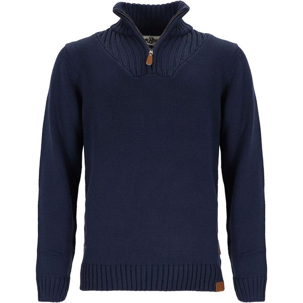 tomBrook Troyer TB-80706 Herren Strickpullover Uni - Pullover mit Stehkragen und Reißverschluss